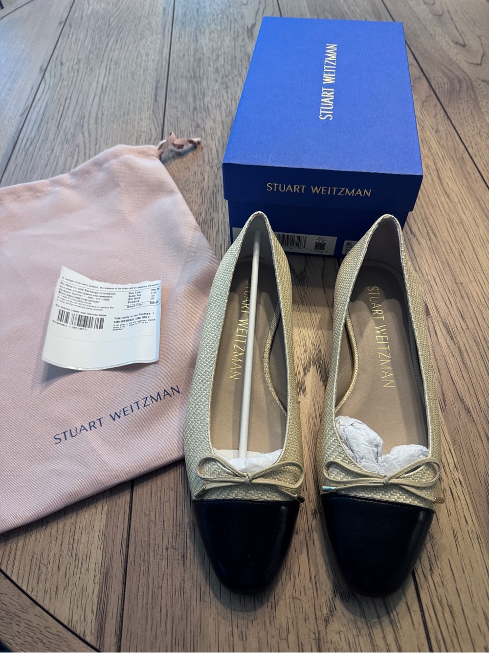 Stuart Weitzman Women's Sleek Bow Slip On Ballet Flats size 9 new w/ receipt